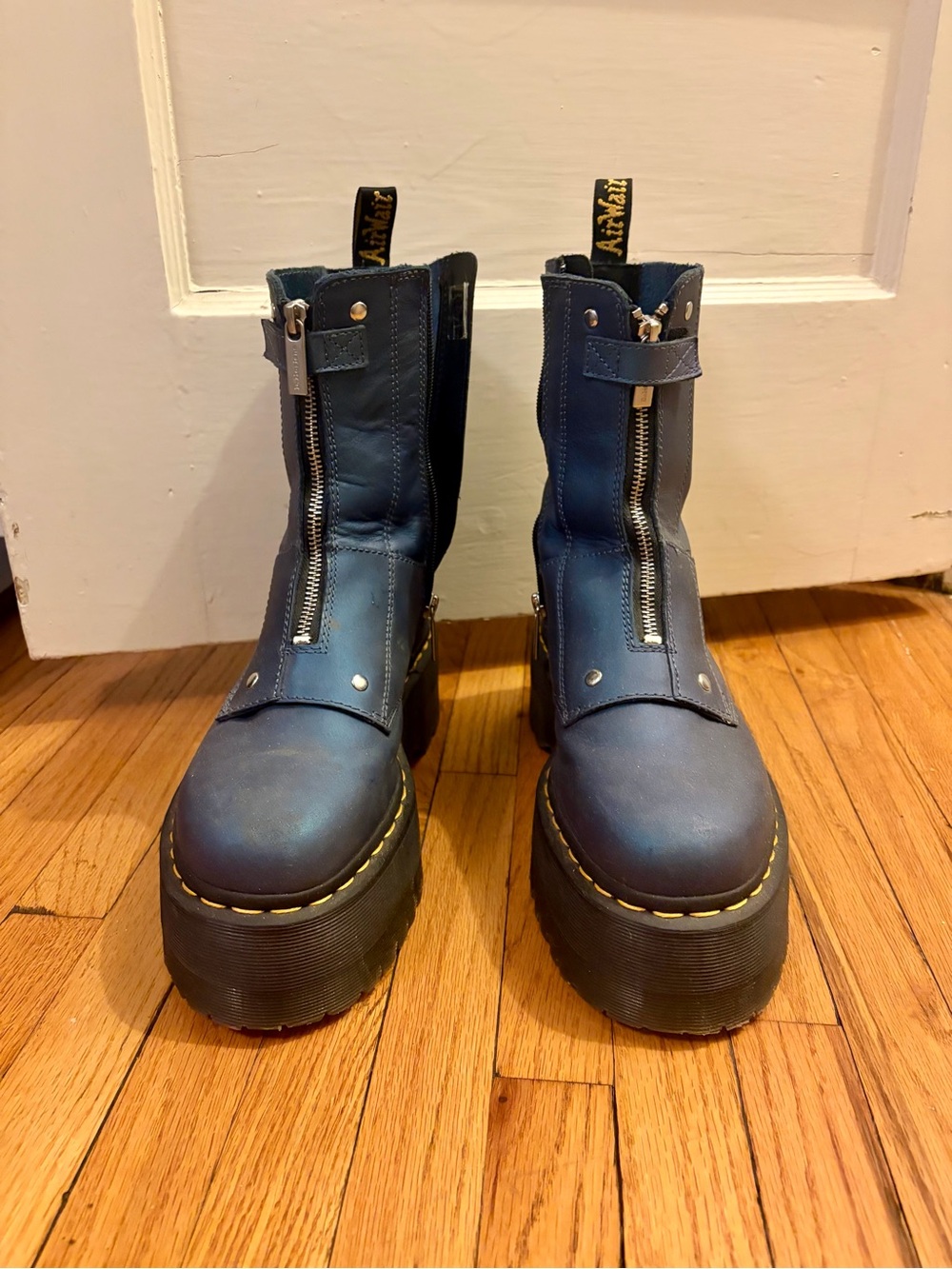 Dr. Martens Blue Iridescent Platform Zip Boots - Picture 4 of 4